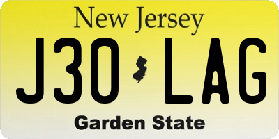 NJ license plate J30LAG