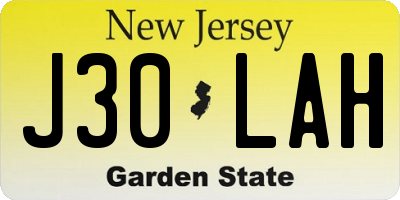 NJ license plate J30LAH