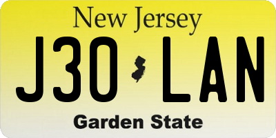 NJ license plate J30LAN