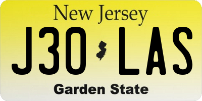 NJ license plate J30LAS