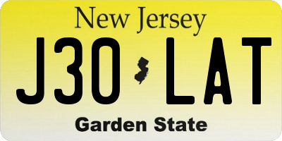 NJ license plate J30LAT
