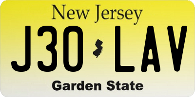 NJ license plate J30LAV