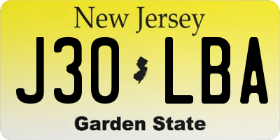 NJ license plate J30LBA