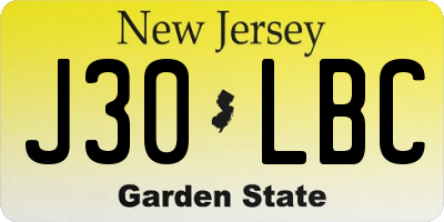 NJ license plate J30LBC