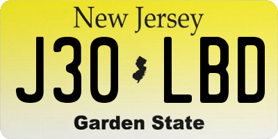 NJ license plate J30LBD