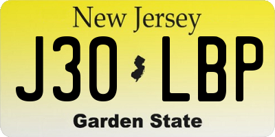 NJ license plate J30LBP