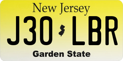 NJ license plate J30LBR