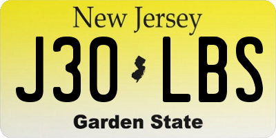NJ license plate J30LBS