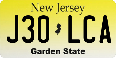 NJ license plate J30LCA