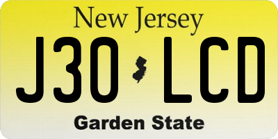 NJ license plate J30LCD