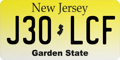 NJ license plate J30LCF