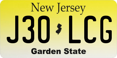 NJ license plate J30LCG