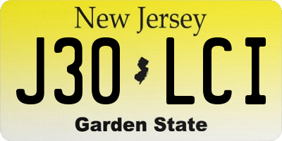 NJ license plate J30LCI