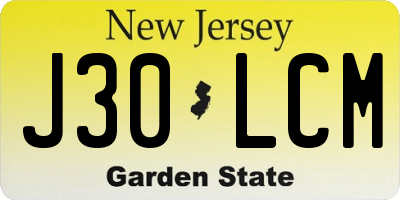 NJ license plate J30LCM