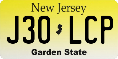 NJ license plate J30LCP