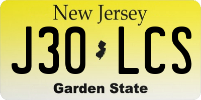 NJ license plate J30LCS