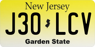 NJ license plate J30LCV