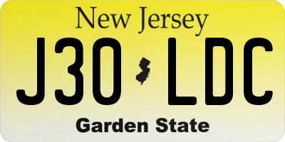 NJ license plate J30LDC