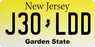 NJ license plate J30LDD
