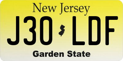 NJ license plate J30LDF