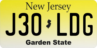 NJ license plate J30LDG