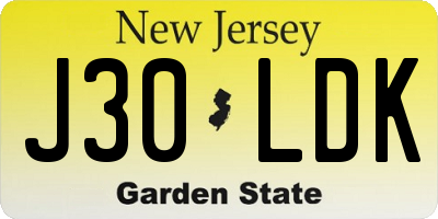 NJ license plate J30LDK