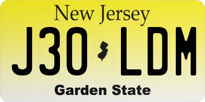 NJ license plate J30LDM