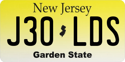 NJ license plate J30LDS
