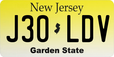 NJ license plate J30LDV
