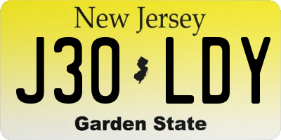 NJ license plate J30LDY