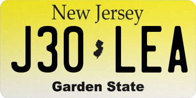 NJ license plate J30LEA