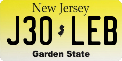 NJ license plate J30LEB