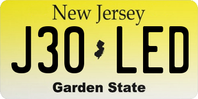 NJ license plate J30LED
