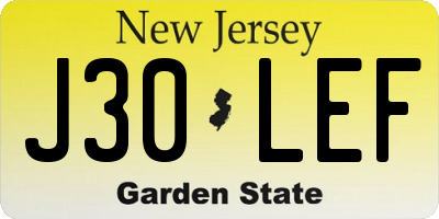 NJ license plate J30LEF