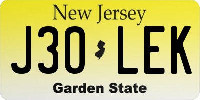 NJ license plate J30LEK