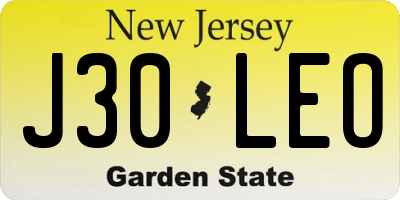 NJ license plate J30LEO