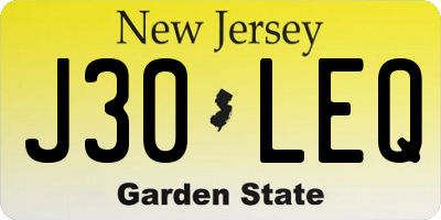 NJ license plate J30LEQ