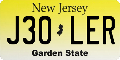 NJ license plate J30LER