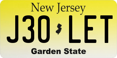 NJ license plate J30LET