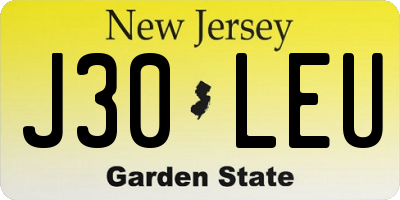 NJ license plate J30LEU
