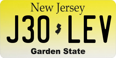NJ license plate J30LEV