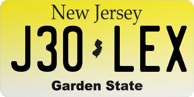 NJ license plate J30LEX