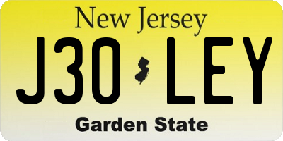 NJ license plate J30LEY