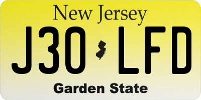 NJ license plate J30LFD