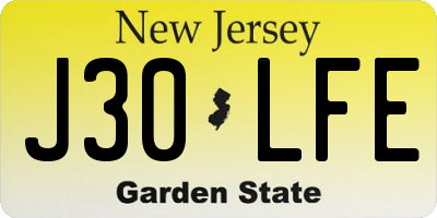 NJ license plate J30LFE