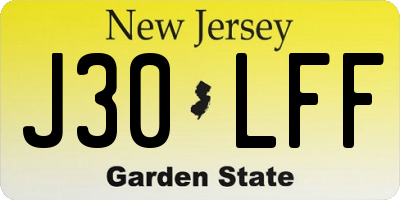 NJ license plate J30LFF