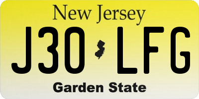 NJ license plate J30LFG