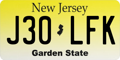 NJ license plate J30LFK