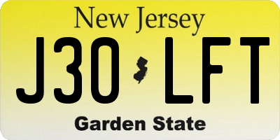 NJ license plate J30LFT