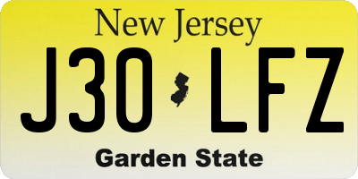NJ license plate J30LFZ